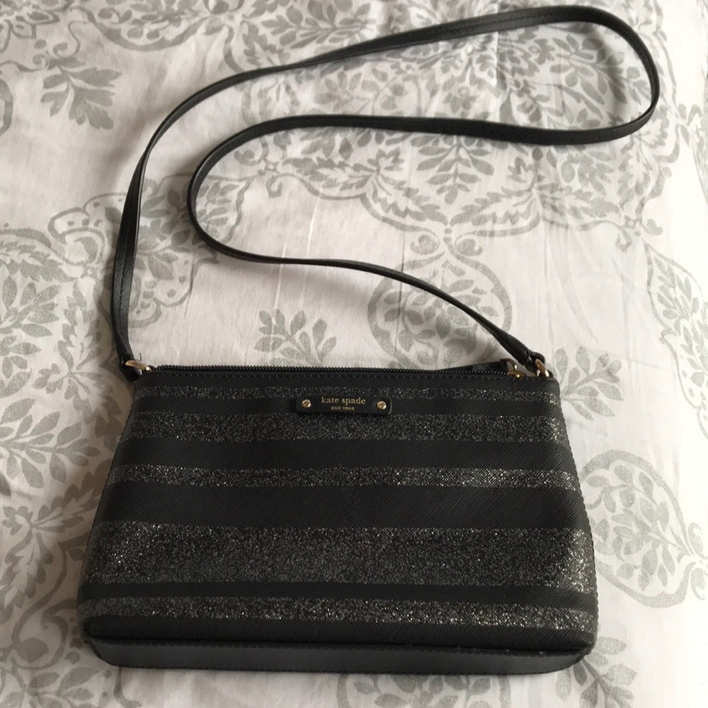 Kate Spade Black & Silver Striped Small Purse